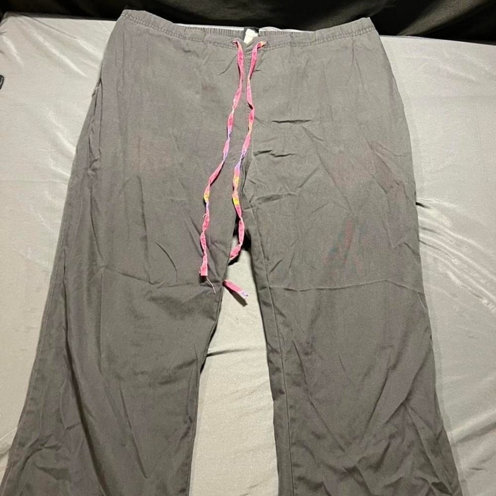 Medgear Scrub Pants Gray Large‎ Cotton Blend Drawstring Medical Uniform 7880